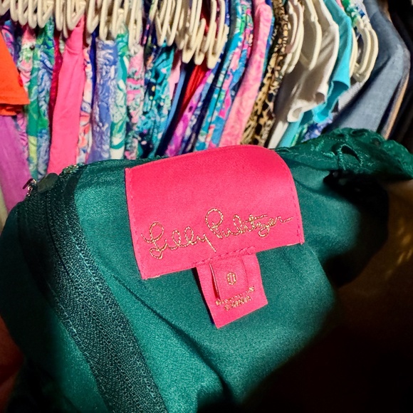 Lilly Pulitzer Sarina Romper - Evergreen Diamond Leaf Eyelet (Size 0) - Picture 7 of 8